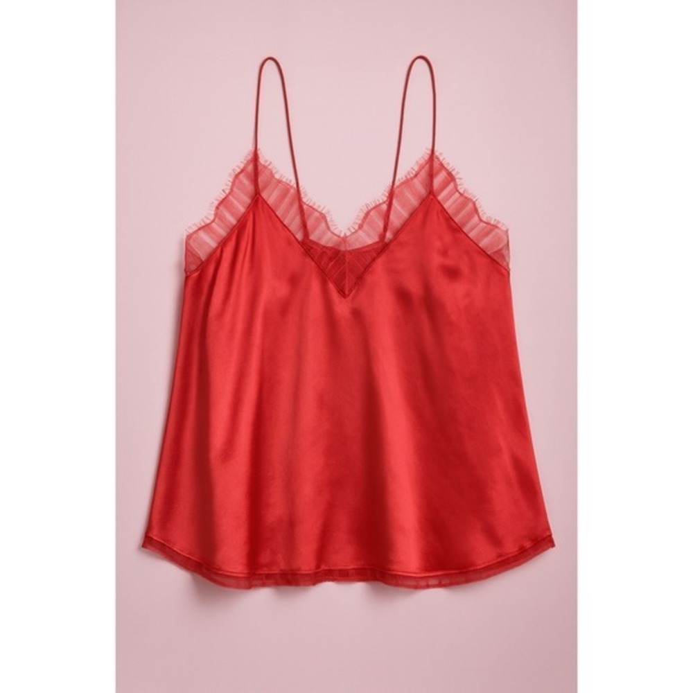 Iro Camisole Red Berwyn Lace Trim Silk Top Size‎ FR 40 / US 8 Holiday Classic